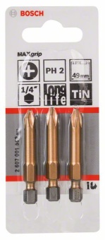 Насадка-бита Bosch Max Grip под шлиц шурупов PHILIPS/ФИЛИПС/ КРЕСТ/ПЛЮС PH 2, 49 mm 2607001552 (2.607.001.552)